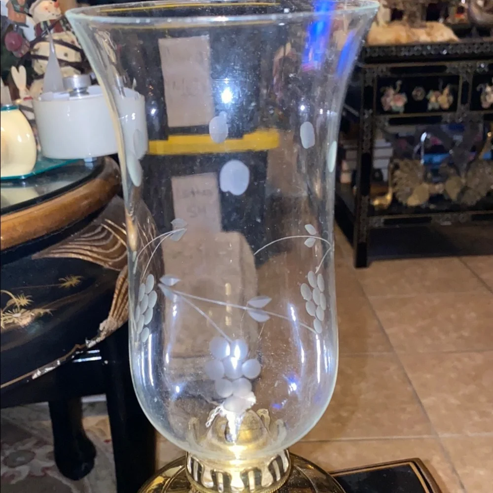 Elegant English made for Lamplight Gold Hurricane Lamp